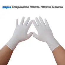 50 шт./упак. белый одноразовый Нитриловый защитные перчатки медицинский дом промышленный пищевой процесс тату-перчатки