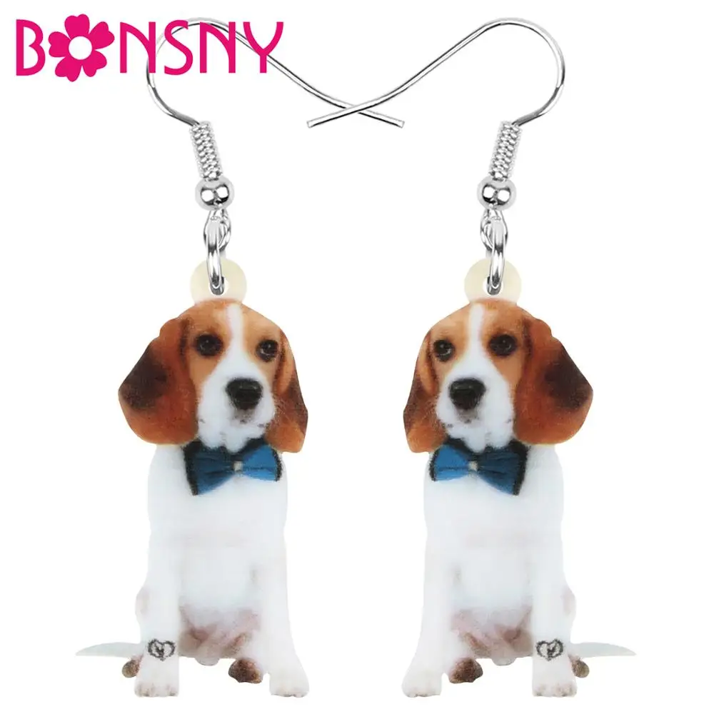 Bonsny акриловый галстук-бабочка бигли животные Висячие ювелирные изделия для