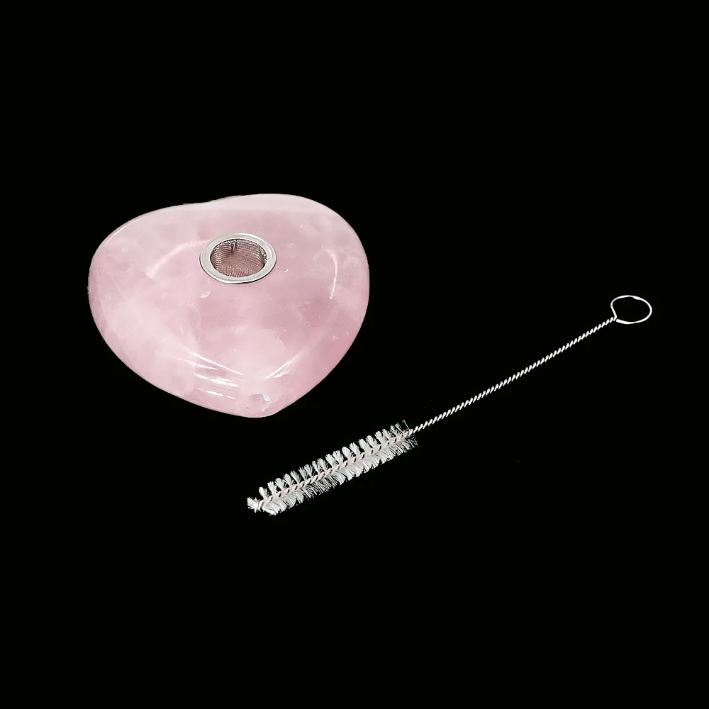 HONEYPUFF Heart shaped Tobacco Smoking Pipe Pink Crystal Smoke Herb