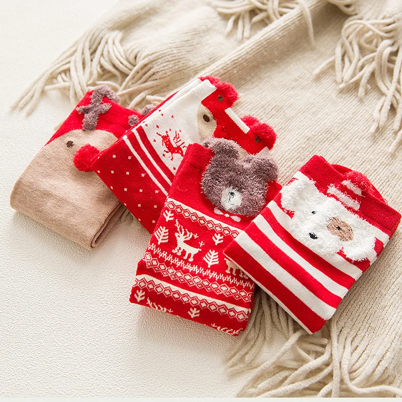 4 пары осенне-зимних носков рождественские носки с мультяшными животными милые носки Рождественский подарок смешной Женщины носки счастье хлопок носки