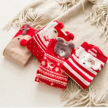 4 пары осенне-зимних носков рождественские носки с мультяшными животными милые носки Рождественский подарок смешной Женщины носки счастье хлопок носки