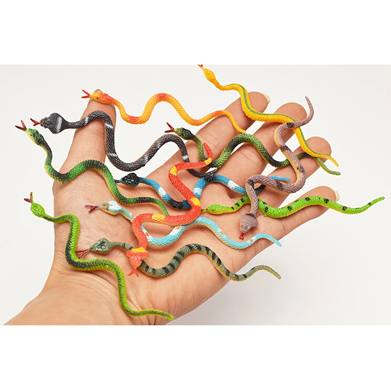 High Simulation Toy Plastic Snake Model Funny Scary Snake Kids Gag Prank Funny Favor Toys Halloween Prank Prop For Decor 12Pcs