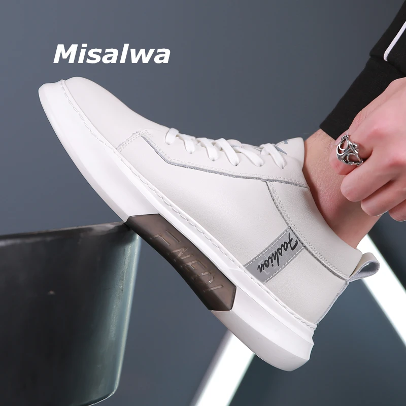 

Misalwa Luxury Brand 2020 New Men Sneakers White Cow Split Leather Casual Shoes Spring Summer Loafers Young Boy Soft Shoes
