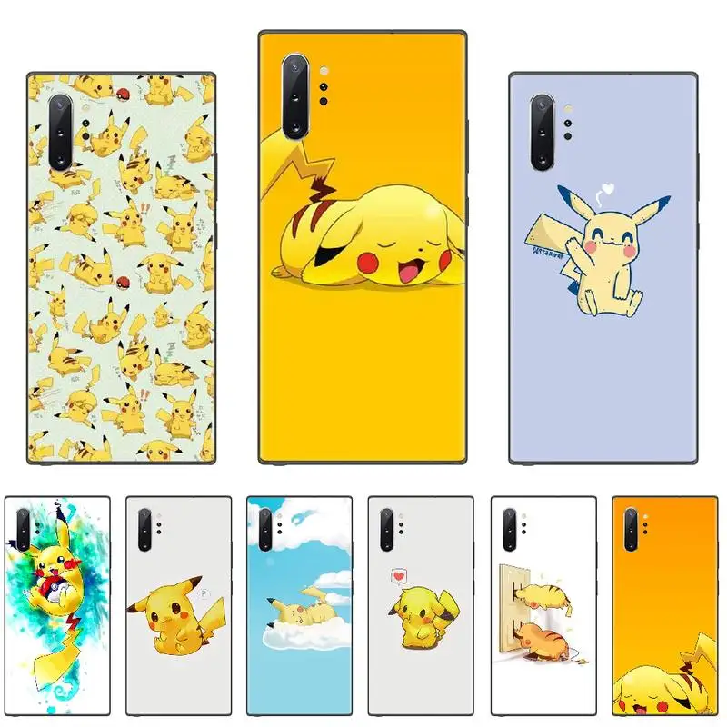 Милый черный чехол для телефона с японской анимацией Пикачу Samsung Galaxy S8 S9 S10 Plus Lite