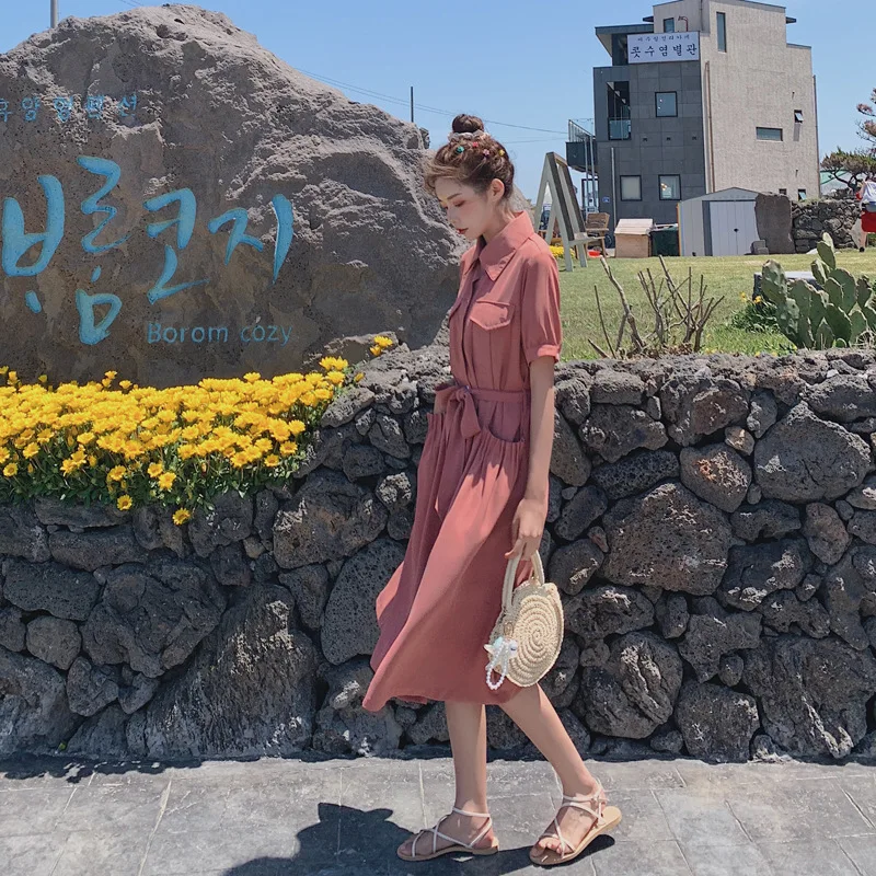 

Dress 2019 New Style Summer Immortal MORI Series Eggsshop Medium-length Dress France Non-mainstream Platycodon Grandiflorum Skir