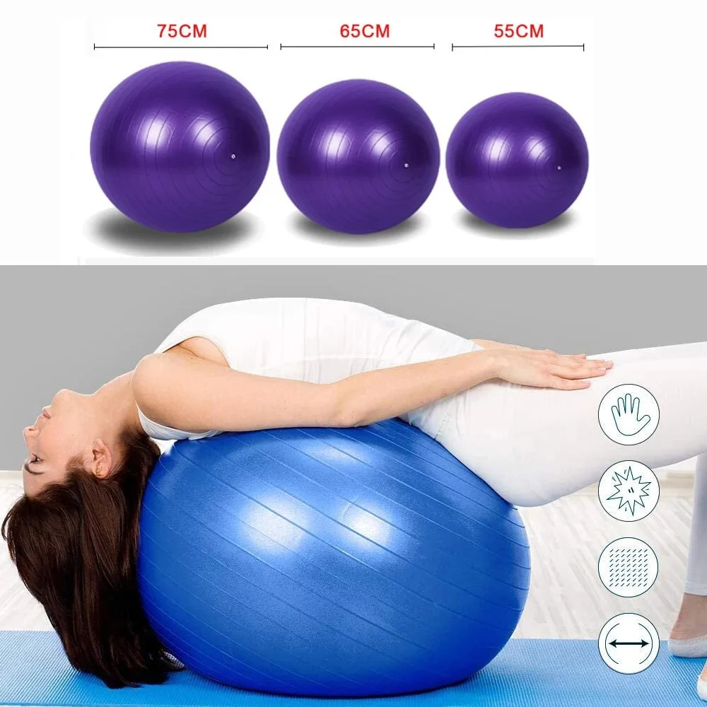 55/65/75CM Pilates Yoga Ball Exercise Anti-Pressure Explosion-Proof Gymnastics Balance Exercise Fitness Home Yoga Core Training