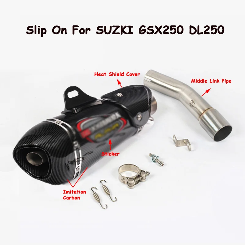 Слипоны для GSX250 GSX250R DL250 moto rcycle Yoshimura выхлопной наконечник глушитель escape moto полная система со средним звеном трубы - Цвет: H