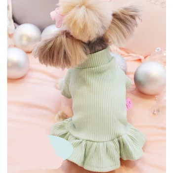 

New Cute Dog Party Wedding Dress Cat Pet Skirt Sweater Dress for Small Dog Girls Summer Cotton Base Shirt Clothes Costume