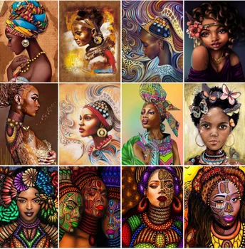 

Yikexin Diamond Painting Indian Woman Rhinestone Full Round Diamond Embroidery Portrait Crystal Mosaic Handmade Hobby Art