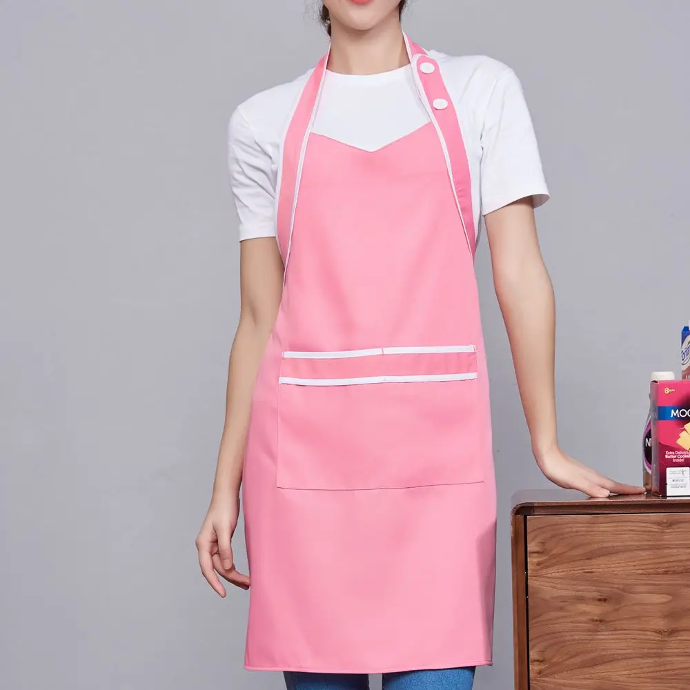 

Kitchen Pink Apron Chef Cooking Apron Polyester Antifouling Apron For Baking Restaurant Barista Work Artist Custom Logo Apron