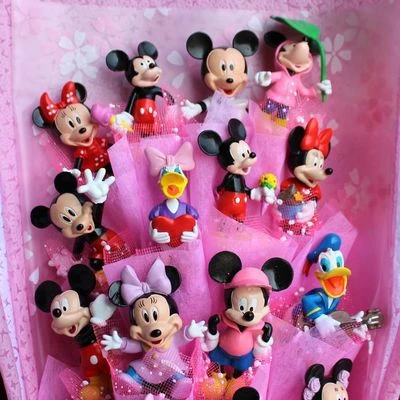 Disney Микки Маус Дональд Дак Минни цветочный букет мультфильм аниме модель кукла