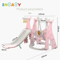IMBABY Children Slide Swing Chair Combination Baby Basketball Playground Kindergarten Child Baby Favorite Toys+Water Flood Board 2