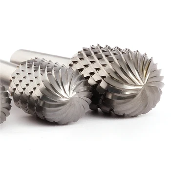 Tungsten Carbide Rotary File Burr Style C Ball Nose Cylinder 6mm 1/4 Shank Mould Carving Tools Single Cut Milling Cutter Metal