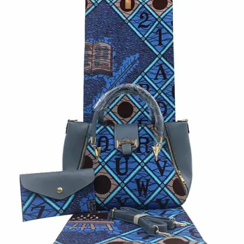 

Latest African Ankara set bag handbag purse wax 3pcs fabric wedding woman YB-35