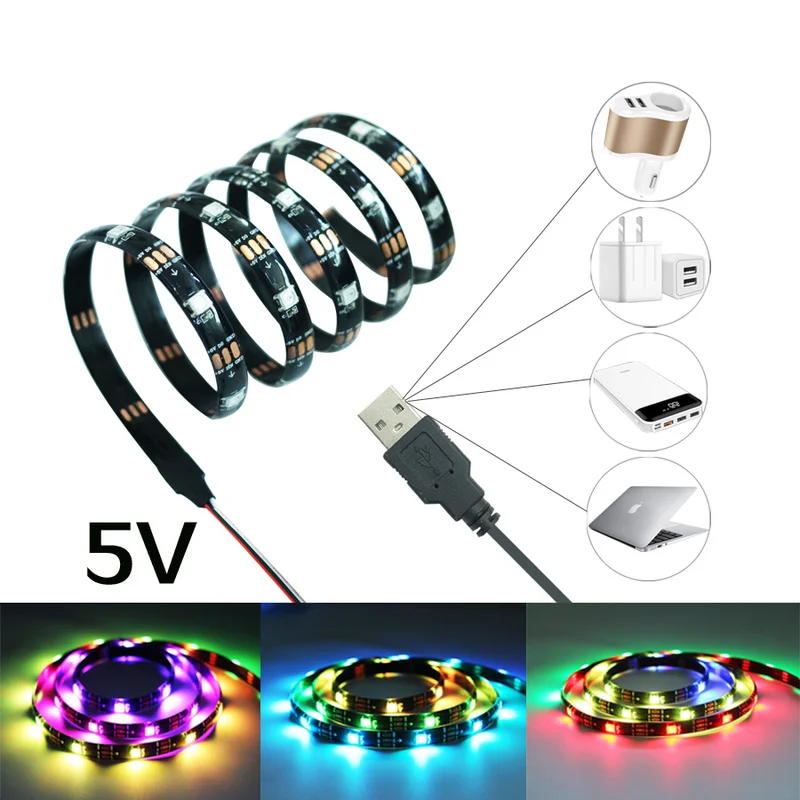 

USB LED Strip DC 5V 50CM 1M 2M 3M 4M 5M Mini 3Key 17Key Flexible Light Lamp SMD 5050 Desk Decor Screen TV Background Lighting