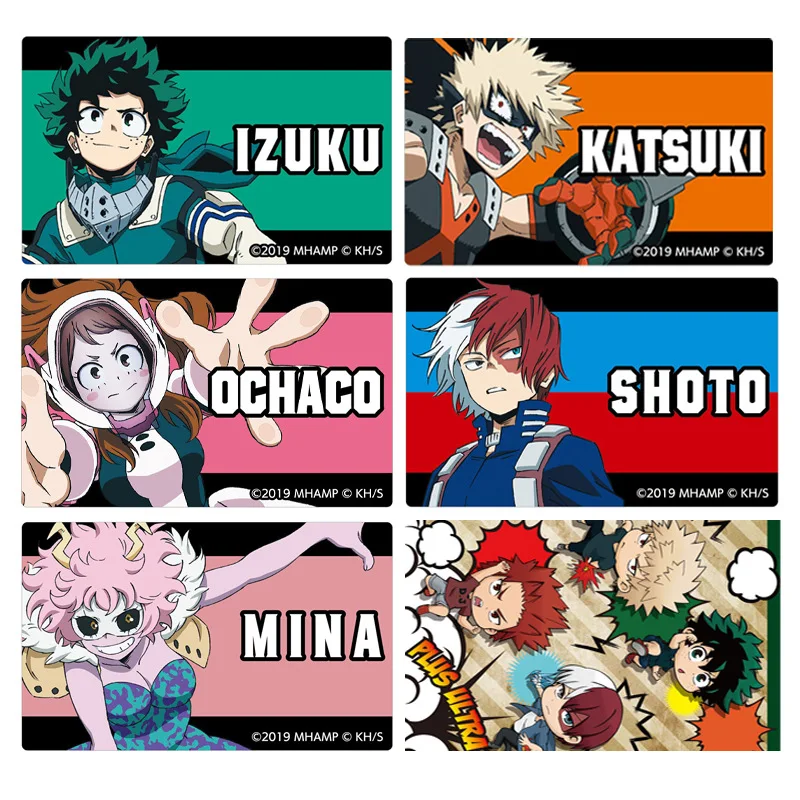22pcsset My Hero Academia Card Stickers Midoriya Izuku All·Might Bakugou Katsuki Todoroki Shoto Bus Card ID Bank Cards Stickers (2)