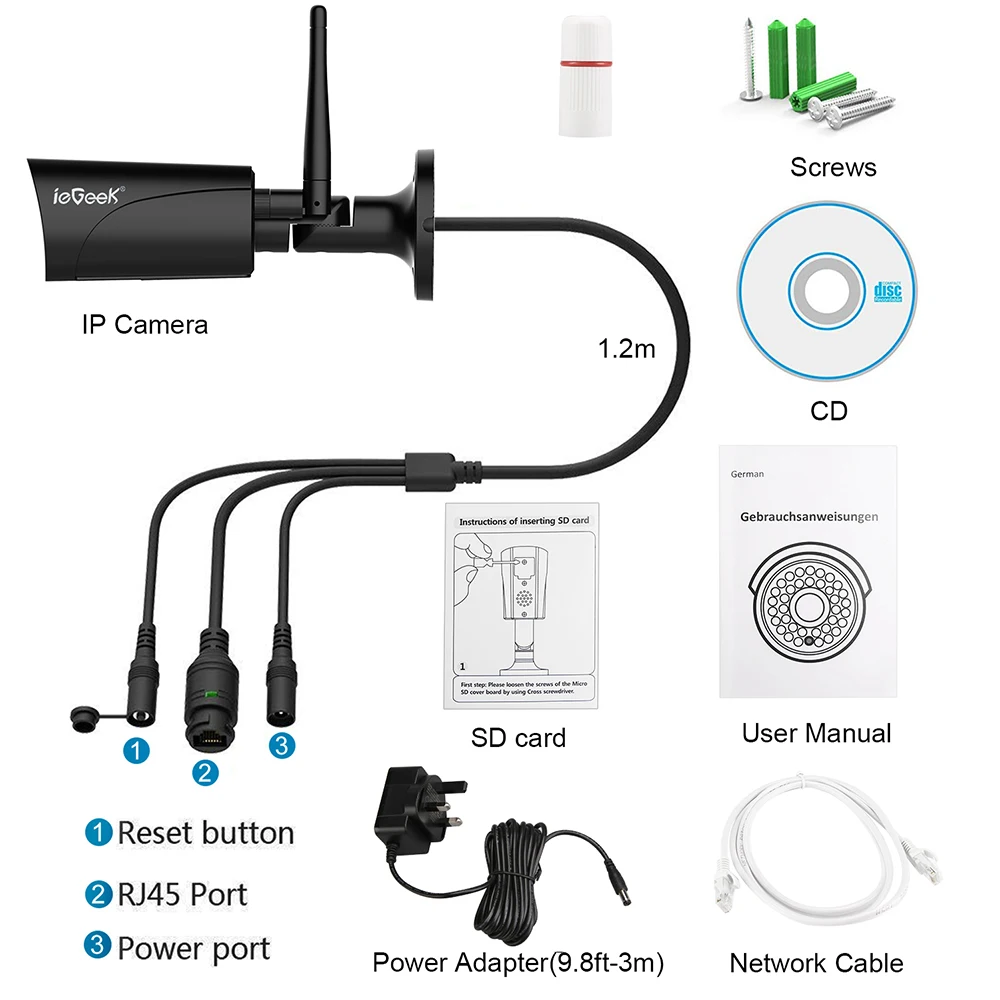 Wi Fi IP камера 1080P HD ночного видения ИК камеры безопасности IP66 Водонепроницаемая