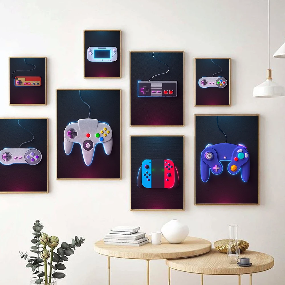 Gaming Print Retro Wall Art Canvas Painting Gamer Gift Video Game