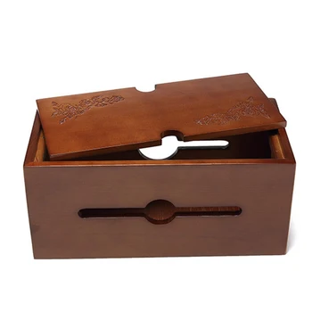 

Standing With Lid Power Cable Box Wooden Carved Flower Living Room Household Desktop Socket Board Storage Durable Protective