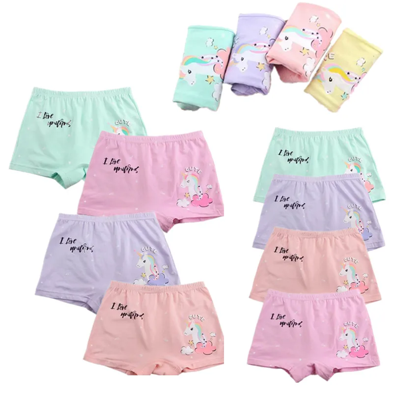 1Pc 5 Colors Cute Children's Cotton Underwear Comfortable Breathable Cartoon Animal Girls Boxer Shorts Random Color Kids Briefs