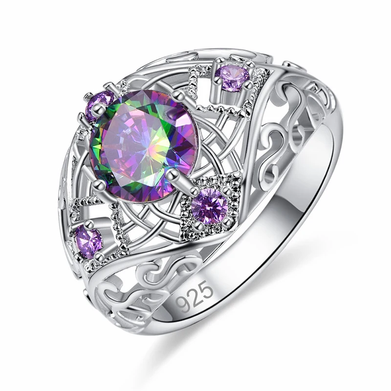 Good Deal Creative Cutout Rings For Women Luxury Female Purple Crystal Ring Jewelry Fashion Jewelry 4000750866790