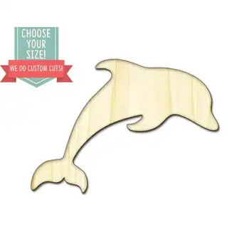 

1Dolphin Wood Cut Out - Custom Choose Your Size - Laser Cut Wooden Art Craft Supplies Wall Hanging Decor Wedding Nursery DCS0101