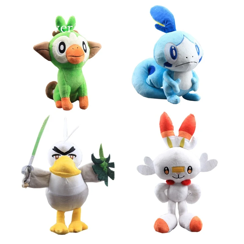 26 см-36 см аниме плюшевые игрушки кукла Peluche милые Sirfetch 'd Grookey Scorbunny Sobble плюшевые куклы Пикачу Eevee серии куклы Детский подарок