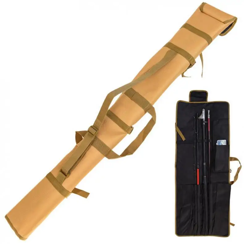 

1.25m Foldable Fishing Rods Roll Up Bag Fishing Pole Storage Portable Shoulder Bag with 13 Pockets
