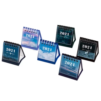 

2021 Sun Moon Star Series mini Desktop Paper landscape Calendar dual Daily Scheduler Table Planner Yearly Agenda Organizer