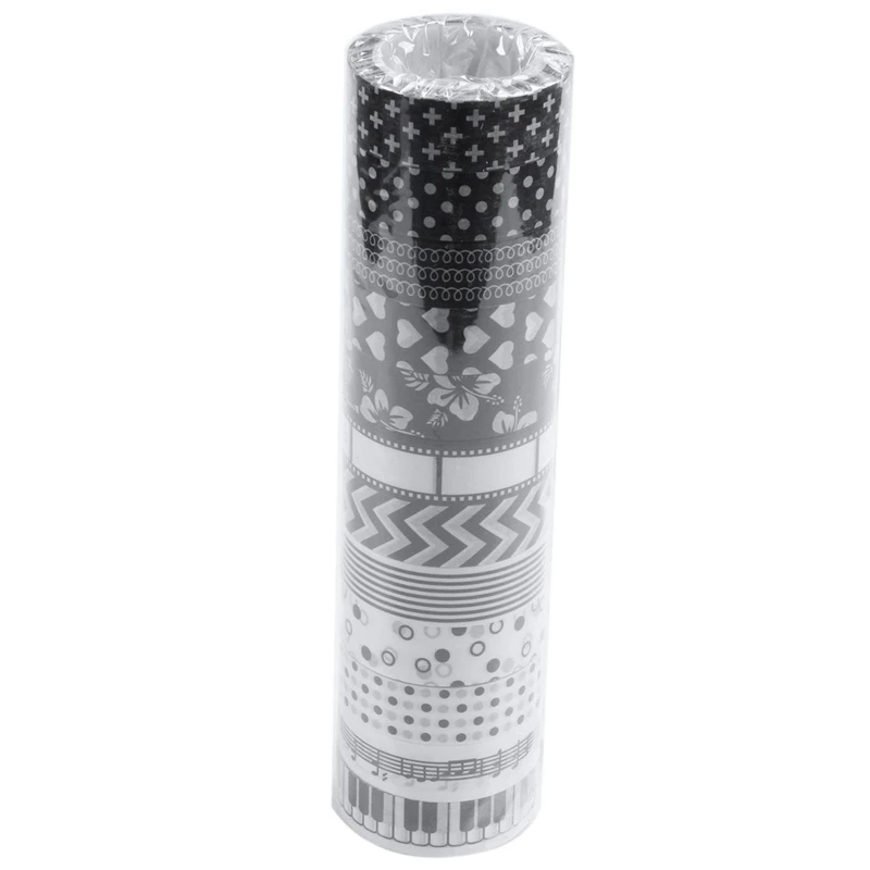 

12 Rolls Decorative Washi Masking Tapes Black Collection
