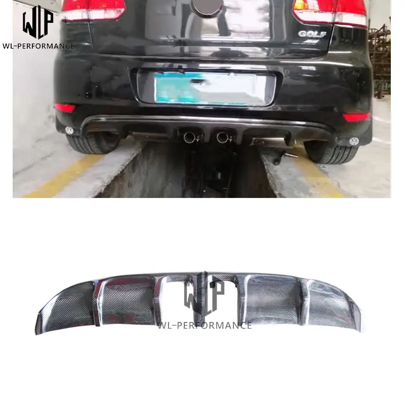 Гольф 6 MK6 R20 карбоновое волокно Автомобильный задний бампер диффузор для губ