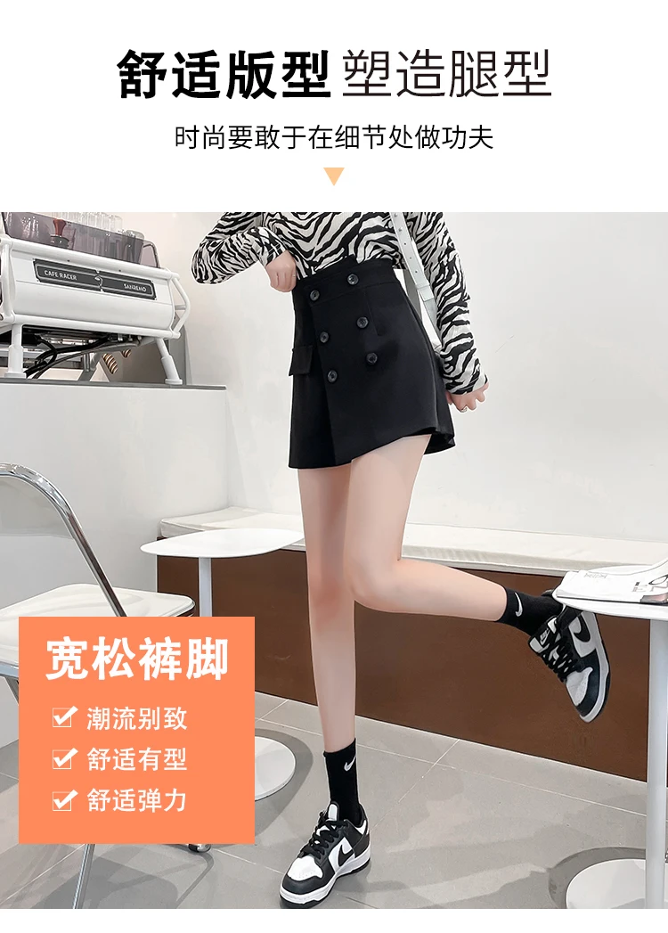 new winter thickening irregular since the a-line skirt waist short double-breasted wide-legged pants Women denim shorts