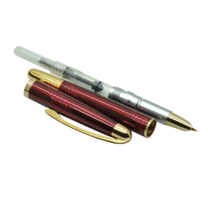 Ручка перьевая Jinhao 606 из чистого серебра и золота с зажимом 0 38 мм|fountain pen|metal ink penink
