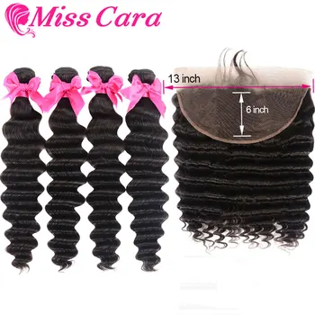 

Peruvian Loose Deep Bundles With Frontal Miss Cara 13*6 Frontal With Bundles 100% Remy Human Hair 3/4 Bundles With Fronta