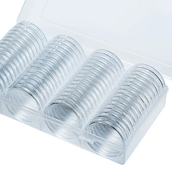 

60 pcs Coin Holder Capsules 41mm Round Box Plastic Collectibles Storage Organizer with Outer Storage Box