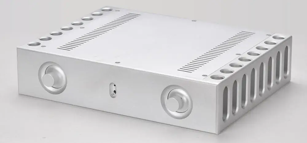 

Роскошный полностью алюминиевый комбинированный усилитель мощности с ЧПУ, самодельный предусилитель для установки дома, серебряный корпус 361 мм * 85 мм * 270 мм