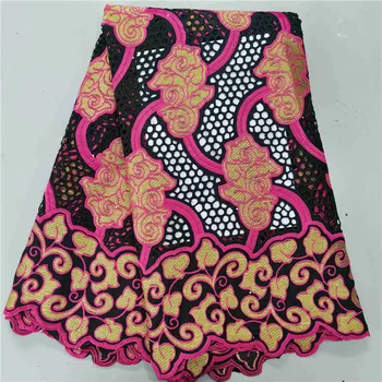 

African Lace Fabric High Quality Nigerian Pure Cotton Embroidery with Rhinestone French Net Lace Fabric for Women 5Yards tissu
