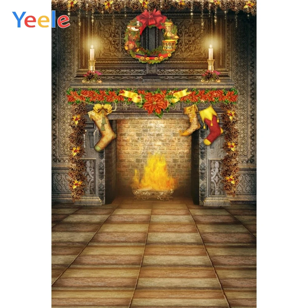 

Yeele Christmas Photography Backdrop Old House Fireplace Floor Newborn Baby Birthday Custom Photo Background For Photo Studio