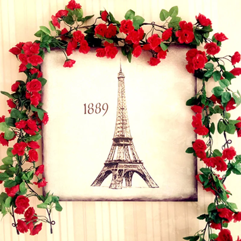 240 см/партия Шелковый Плющ розы зеленые листья используется для украшения