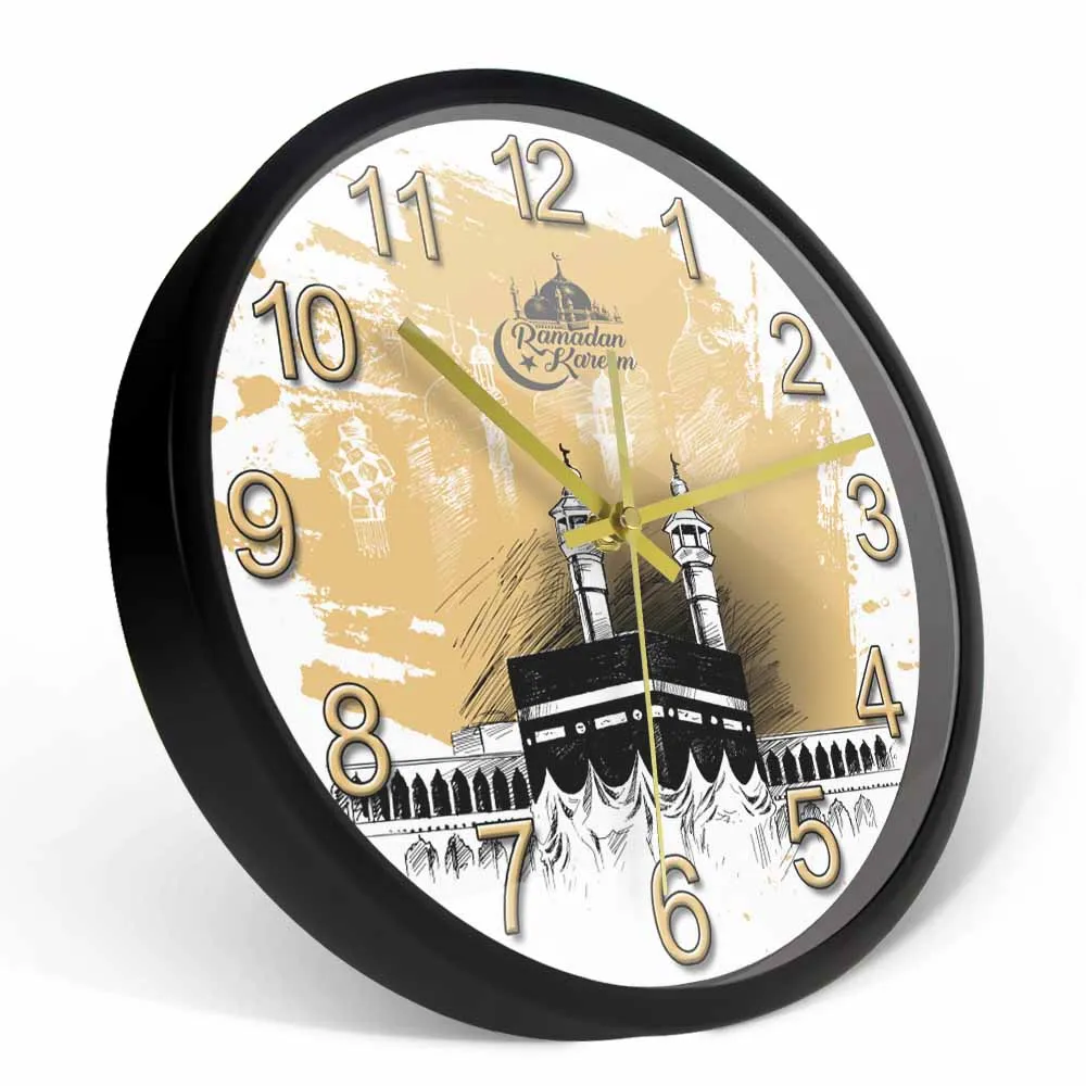 Mecca Holy Kaaba Modern Design Silent Wall Clock Saudi Arabia Ramadan Kareem Mosque Minimalist Wall Art Home Decor Clock Watch 6