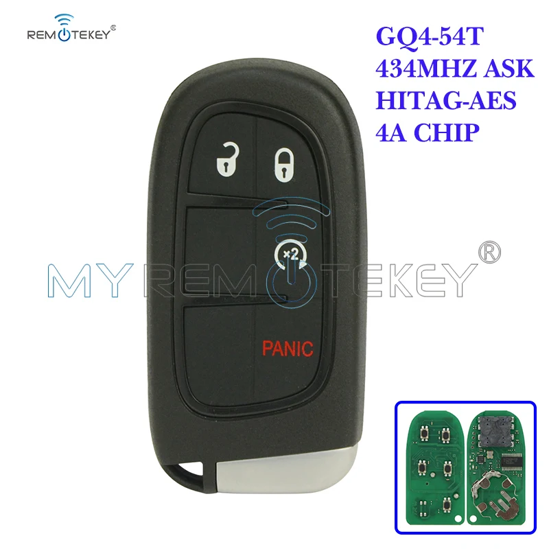 Remtekey GQ4-54T Smart Key For Dodge Chrysler Jeep Cherokee 2014 2015 2016 2017 Keyless Entry  4 Button 433mhz Car Remote Key