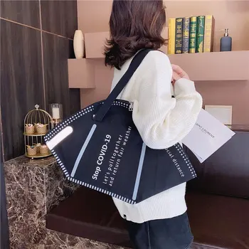 

2020 New Canvas KN95 Face Mask Women's Shoulder Bag Large Capacity Designer Handbag Creative Environmental Female Totes Bag
