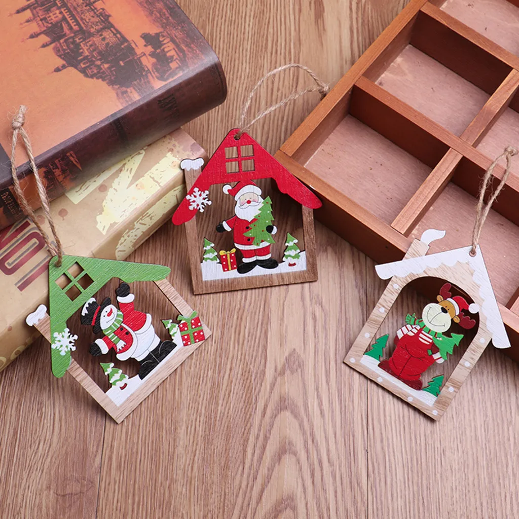Елочные украшения деревянное ремесло выдолбленные елки небольшой кулон рождественские украшения для дома
