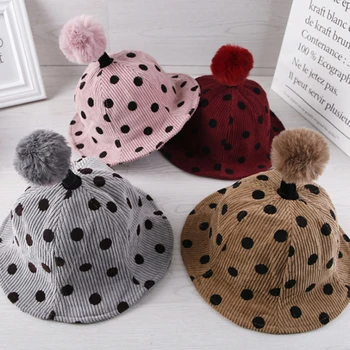 

1Pcs New Autumn and Winter Big Hair Ball Fashion Basin Hat Kids Beach Hat Korean Style Children's Fisherman Hat Baby Warm Cap