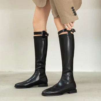 

2020 new fashion women autumn winter boots black brown beige shoes woman low heel casual shoes knee high boots for women 34-43