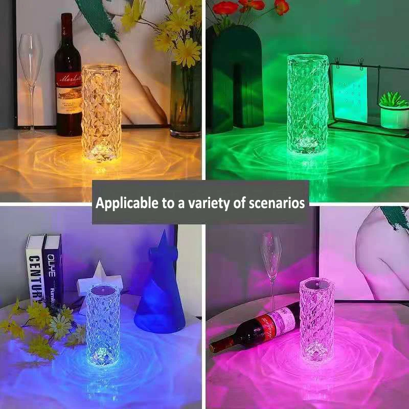 실린더 다이아몬드 테이블 램프 현대 크리스탈 Led 책상 램프 침실 장식 거실 아트 데코 LED 야간 조명 크리스마스 선물