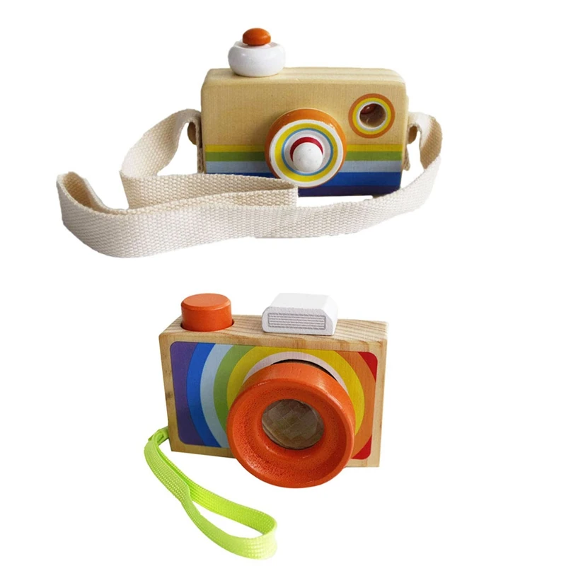 

Children'S Camera Wood Camera Creative Kaleidoscope Mini Wooden Camera Toy Color Wooden Camera Portable Camera Child