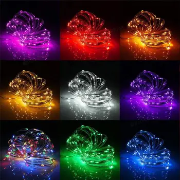 

New 2M 20 LED Copper Wire Silver String Bend Button Battery Decor Bright