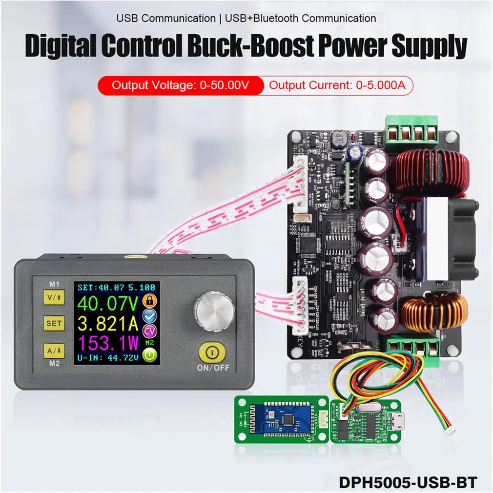 DPH5005 Buck-повышающий преобразователь постоянного тока постоянного Напряжение ток программируемый цифровой Управление Питание Цвет ЖК-дисплей вольтметр с алюминиевой крышкой, 50В 5A