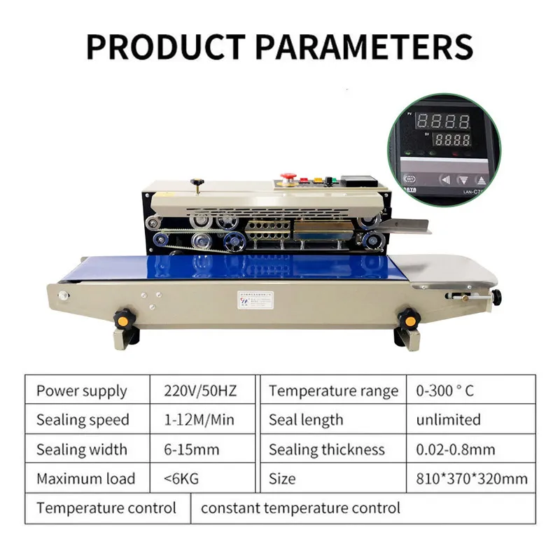FR-900 горизонтальный непрерывный ленточный герметик для печати даты фильм мешок автоматическое тепловое уплотнение машина пищевой герметик